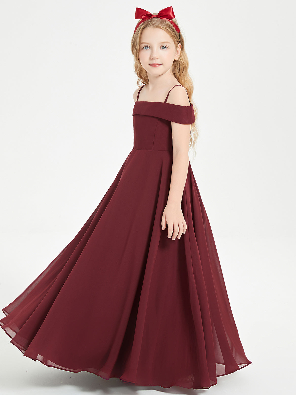 Vestidos Elegantes Para Damas De Honor Junior Con Hombros Descubiertos Cabernet