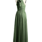 Vestidos de longitud completa con cuello alto y abertura Verde Oliva