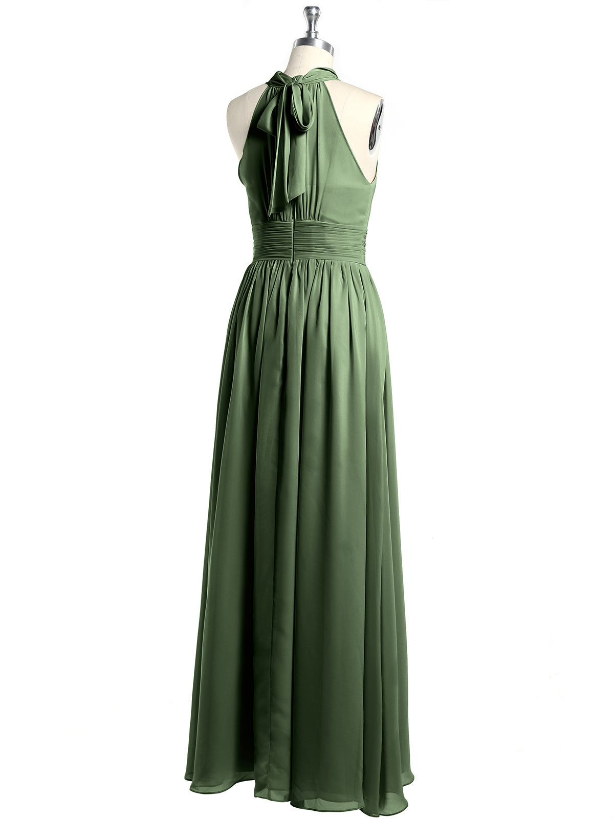 Vestidos de longitud completa con cuello alto y abertura Verde Oliva Tallas Grandes