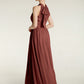 Vestidos de longitud completa con cuello alto y abertura Terracota