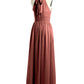 Vestidos de longitud completa con cuello alto y abertura Terracota