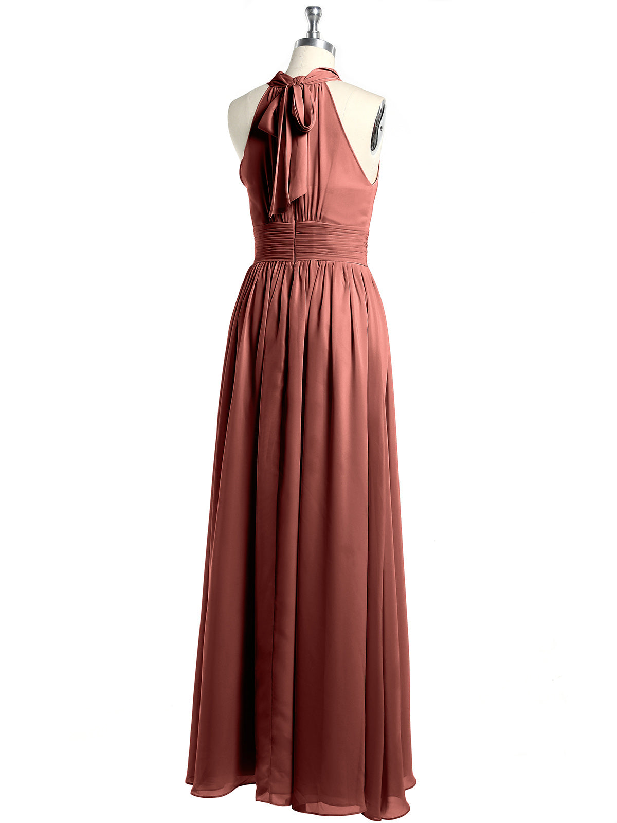 Vestidos de longitud completa con cuello alto y abertura Terracota