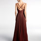 Vestido plisado de falda doble con tirantes y lazo Terracota