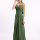 Vestido de chiffon con escote en corazón y doble tirante Verde Oliva