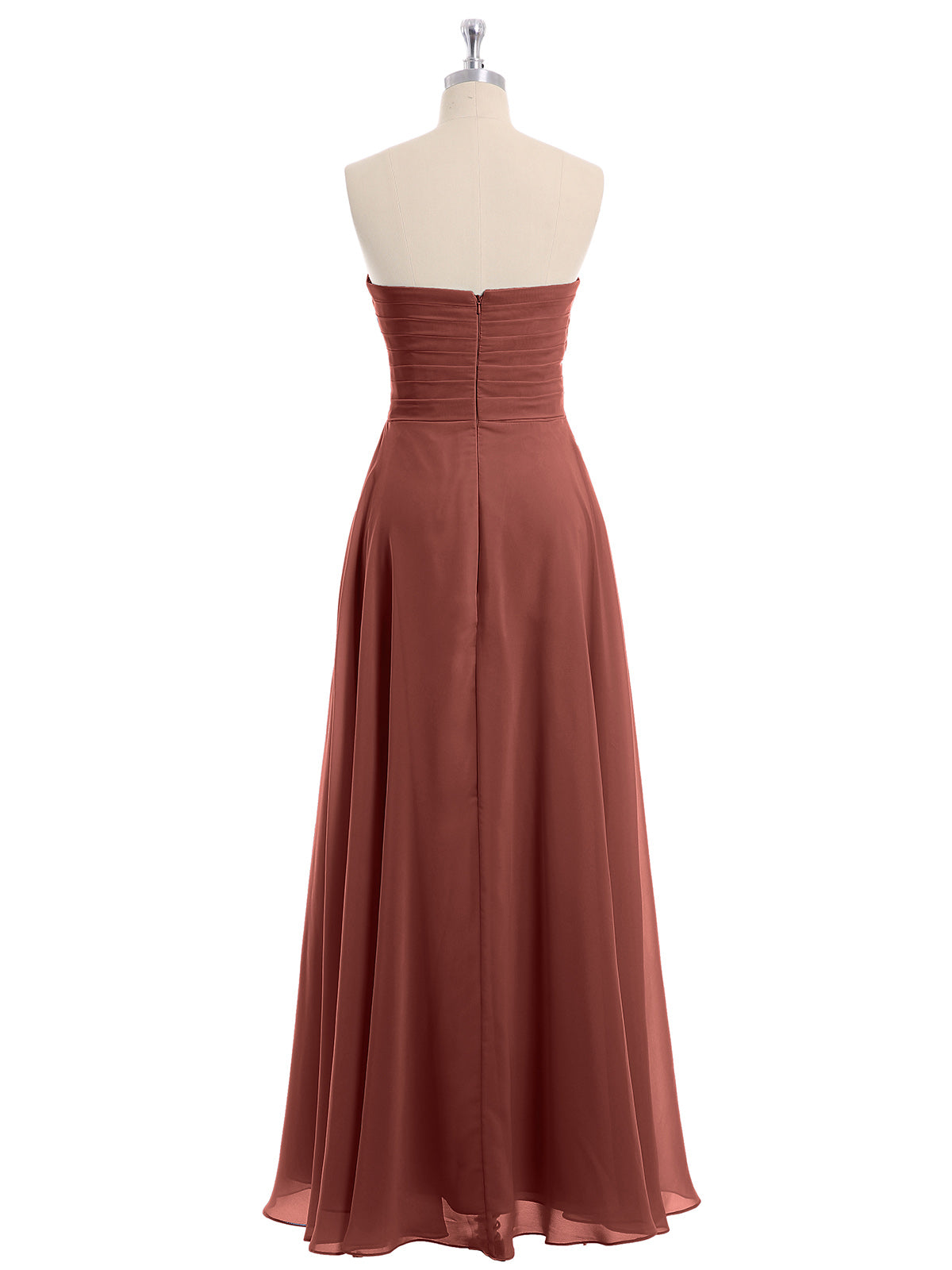 Vestido de chiffon con pliegues cruzados y corte imperio con escote en corazón Terracota