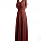 Vestidos maxi de chiffon con escote en V y abertura Terracota