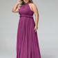 Vestido largo de chiffon con escote en forma de cerradura y espalda descubierta Orquídea Tallas Grandes