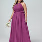 Vestido largo de chiffon con escote en forma de cerradura y espalda descubierta Orquídea Tallas Grandes