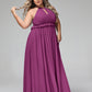 Vestido largo de chiffon con escote en forma de cerradura y espalda descubierta Orquídea Tallas Grandes