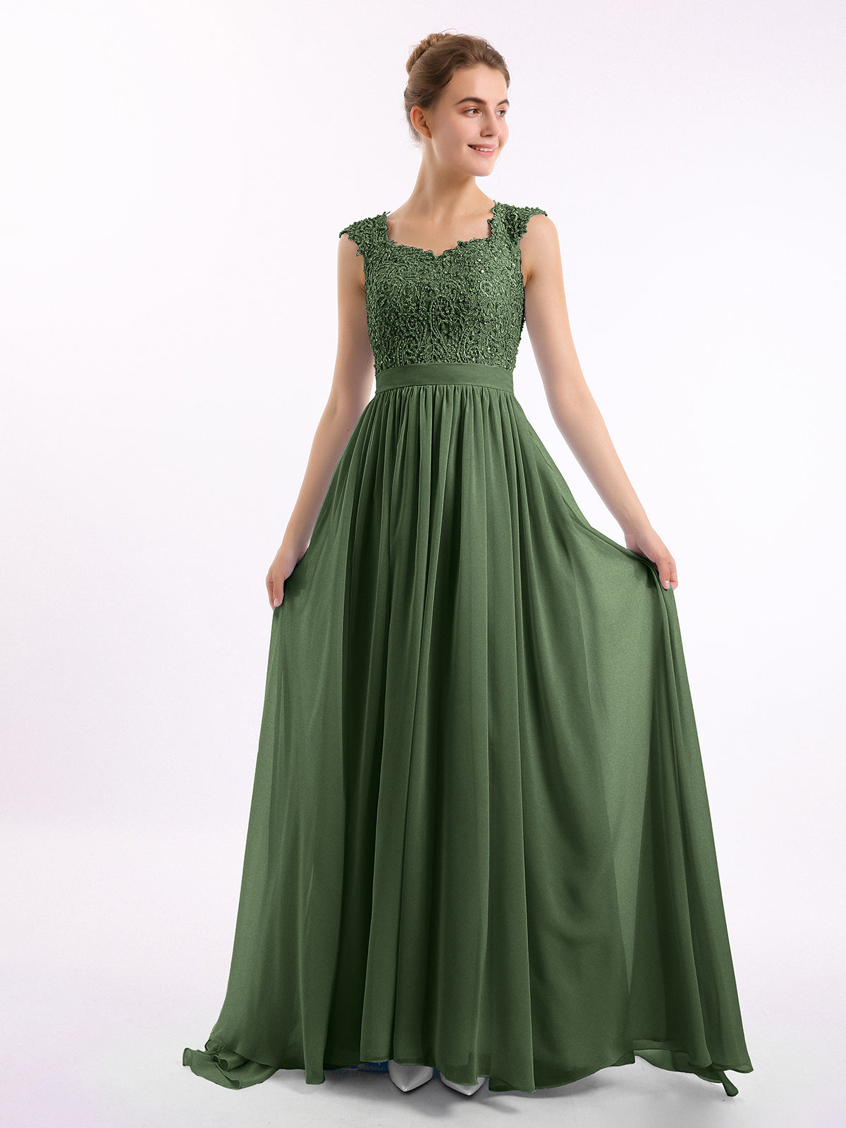 Brook Novio Vestido Con Aplicaciones Y Cuentas Verde Oliva Tallas Grandes