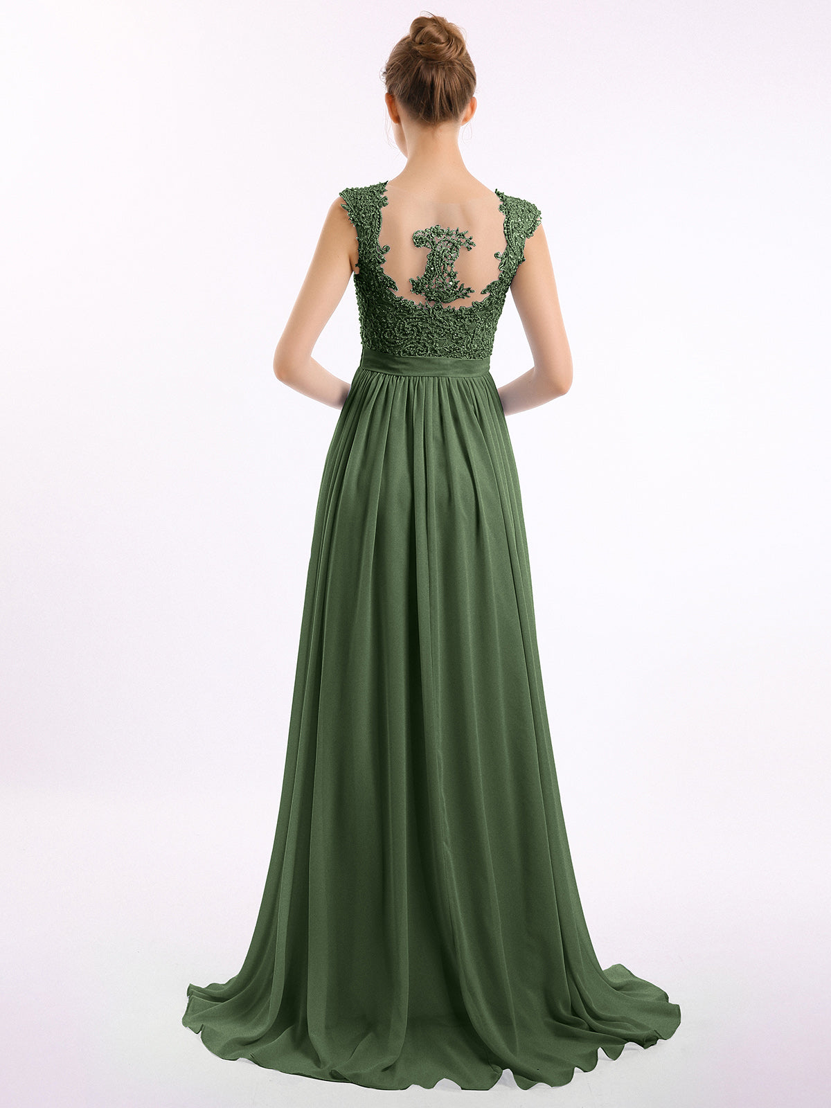 Brook Novio Vestido Con Aplicaciones Y Cuentas Verde Oliva