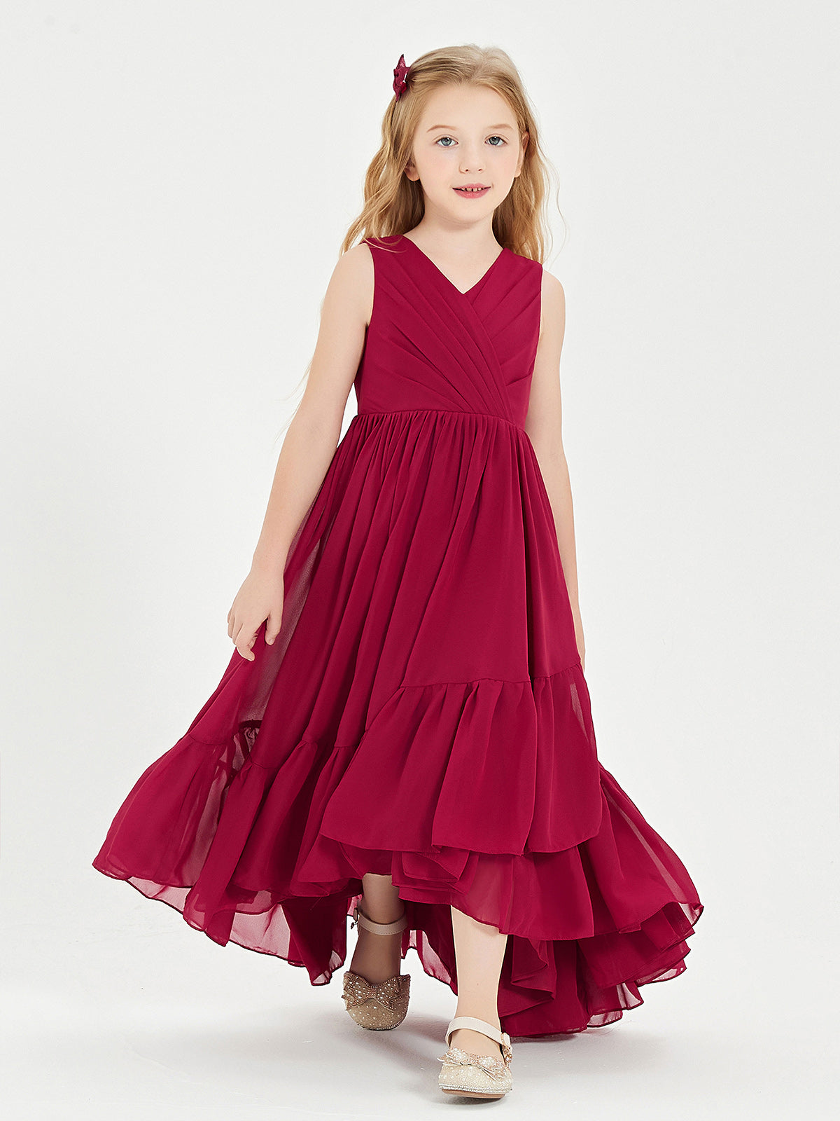Vestidos Boho Para Damas De Honor Junior Con Falda Cascada Verde oliva