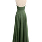 Camila Sin Tirante Gasa Plisado Cortes De Dama De Honor Verde Oliva Tallas Grandes