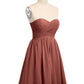 Candice Sin Tirante Novio Corto Corte De Dama De Honor Terracota