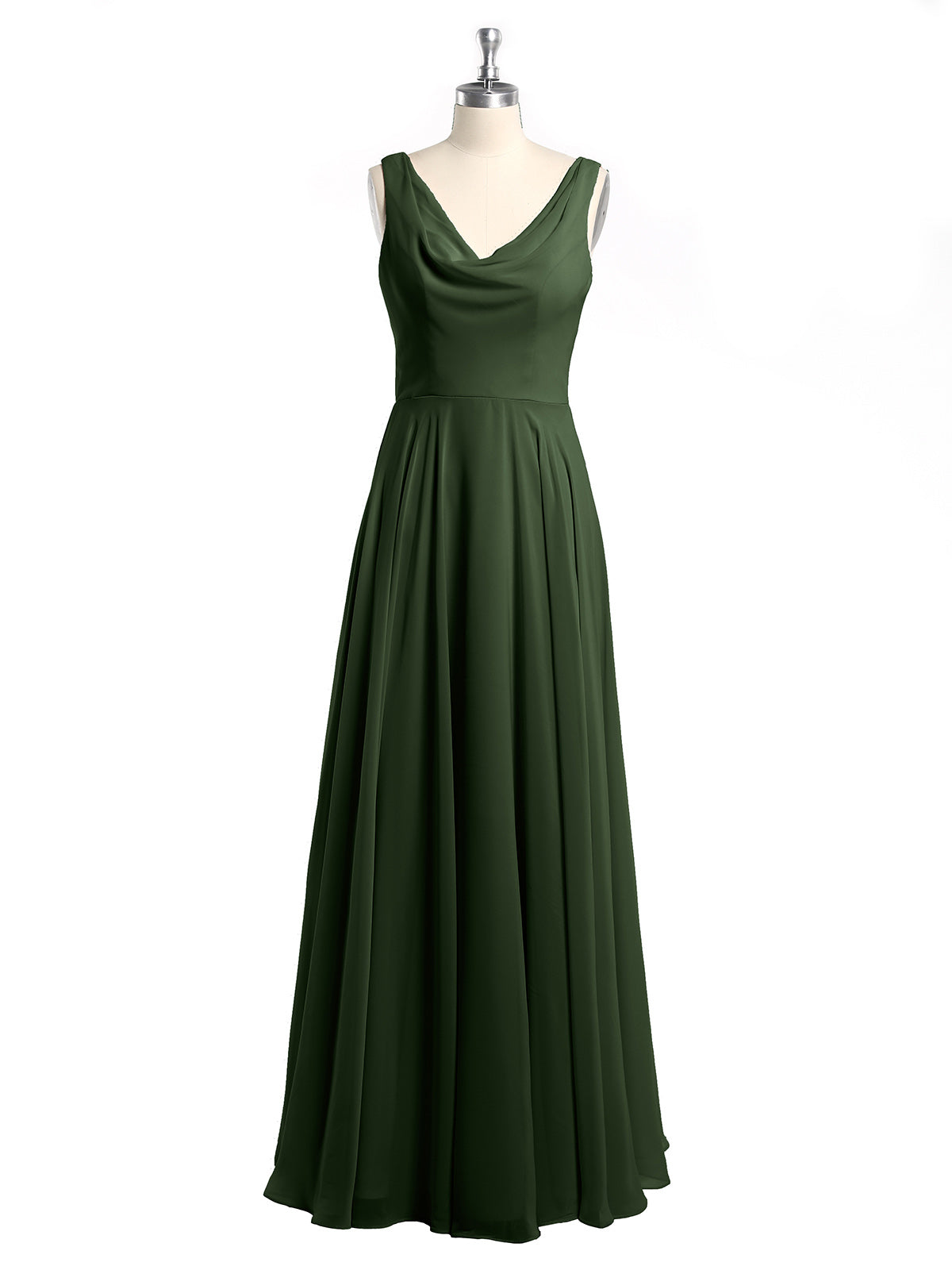 Vestidos sencillos de chiffon con escote en V Verde Oliva Tallas Grandes