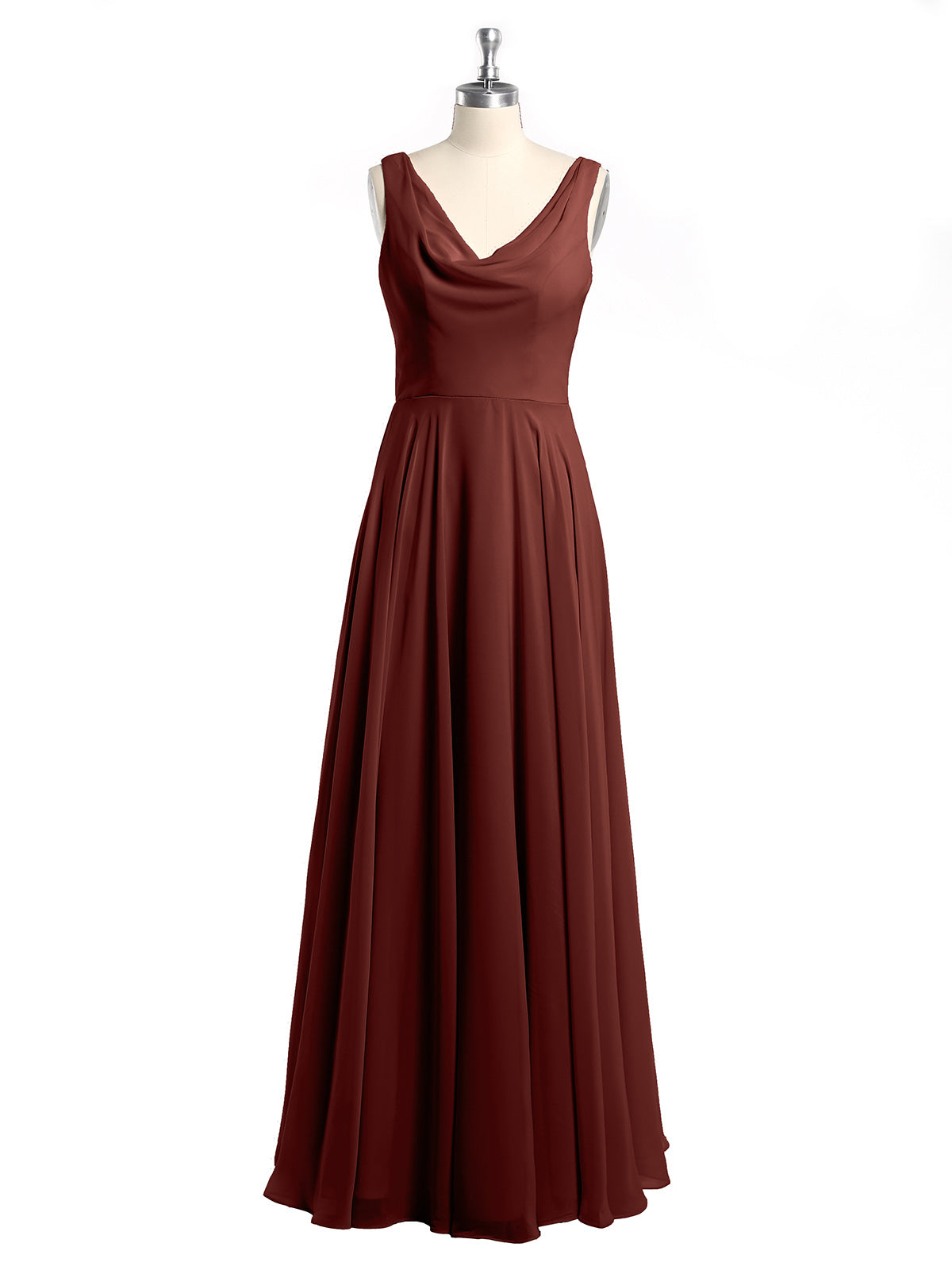 Vestidos sencillos de chiffon con escote en V Terracota Tallas Grandes
