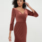Vestidos máximos de terciopelo con cuello en V y estilo sirena Terracota Tallas Grandes