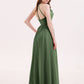 Celina Escote En V Gasa Vestido De Dama De Honor Hasta El Topillo Verde Oliva Tallas Grandes