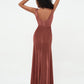 Vestidos máximos de terciopelo estilo sirena con escote en V Terracota