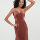 Vestidos máximos de terciopelo estilo sirena con escote en V Terracota
