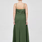Vestidos largos de encaje y chiffon con tirantes finos Verde Oliva