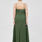 Vestidos largos de encaje y chiffon con tirantes finos Verde Oliva Tallas Grandes