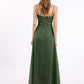 Vestidos largos de encaje y chiffon con tirantes finos Verde Oliva