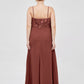 Vestidos largos de encaje y chiffon con tirantes finos Terracota Tallas Grandes