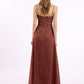 Vestidos largos de encaje y chiffon con tirantes finos Terracota