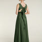 Vestidos de chiffon con espalda descubierta y escote en V Verde Oliva Tallas Grandes