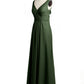 Vestidos de chiffon con espalda descubierta y escote en V Verde Oliva