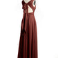 Vestidos de chiffon con espalda descubierta y escote en V Terracota Tallas Grandes
