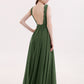 Constance Encaje Y Gasa Sexy Vestido Con Corte Largo Verde Oliva Tallas Grandes