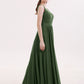 Constance Encaje Y Gasa Sexy Vestido Con Corte Largo Verde Oliva Tallas Grandes
