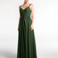 Vestido largo de dama de honor de chiffon con tirantes dobles Verde Oliva Tallas Grandes
