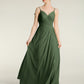 Vestidos con tirantes finos y escote en V con abertura Verde Oliva Tallas Grandes