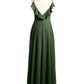 Vestidos con tirantes finos y escote en V con abertura Verde Oliva Tallas Grandes