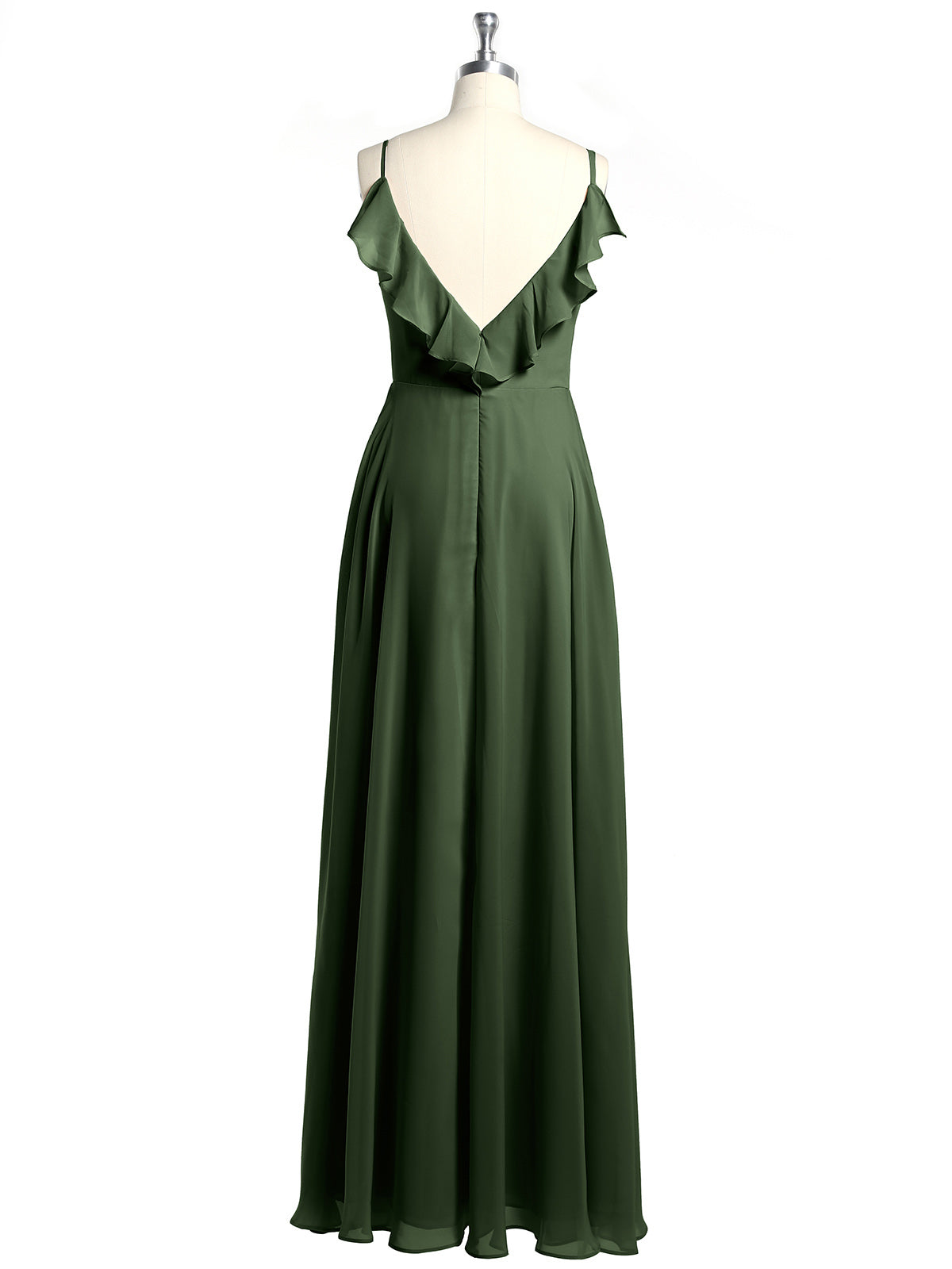 Vestidos con tirantes finos y escote en V con abertura Verde Oliva Tallas Grandes