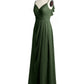 Vestidos con tirantes finos y escote en V con abertura Verde Oliva Tallas Grandes