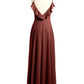 Vestidos con tirantes finos y escote en V con abertura Terracota Tallas Grandes