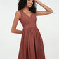Vestidos largos de chiffon con escote en V y espalda abierta Terracota
