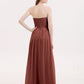 Darlene Sin Tirante Novio Vestido De Dama De Honor Con Apertura Terracota