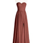 Darlene Sin Tirante Novio Vestido De Dama De Honor Con Apertura Terracota Tallas Grandes