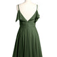 Vestidos cortos con escote en corazón y mangas con volantes Verde Oliva Tallas Grandes
