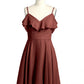 Vestidos cortos con escote en corazón y mangas con volantes Terracota
