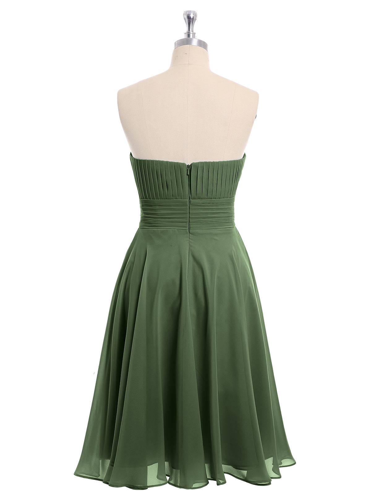 Deirdre Justo En Frente Sin Tirante Corto Corte De Dama De Honor Verde Oliva Tallas Grandes