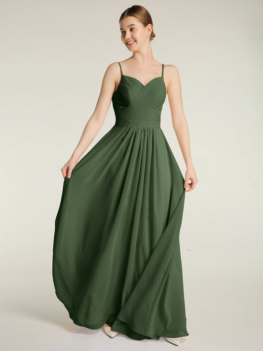 Vestidos con cuerpo plisado y tirantes finos cruzados Verde Oliva