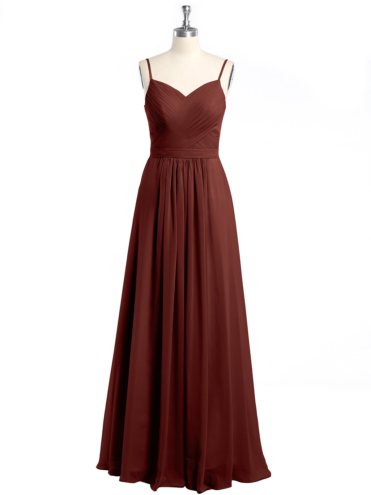 Vestidos con cuerpo plisado y tirantes finos cruzados Terracota Tallas Grandes