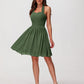 Delphine Cabestro Novio Gasa Vestidos Cortos Verde Oliva Tallas Grandes