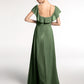 Vestido largo de chiffon con escote cuadrado y abertura frontal Verde Oliva Tallas Grandes